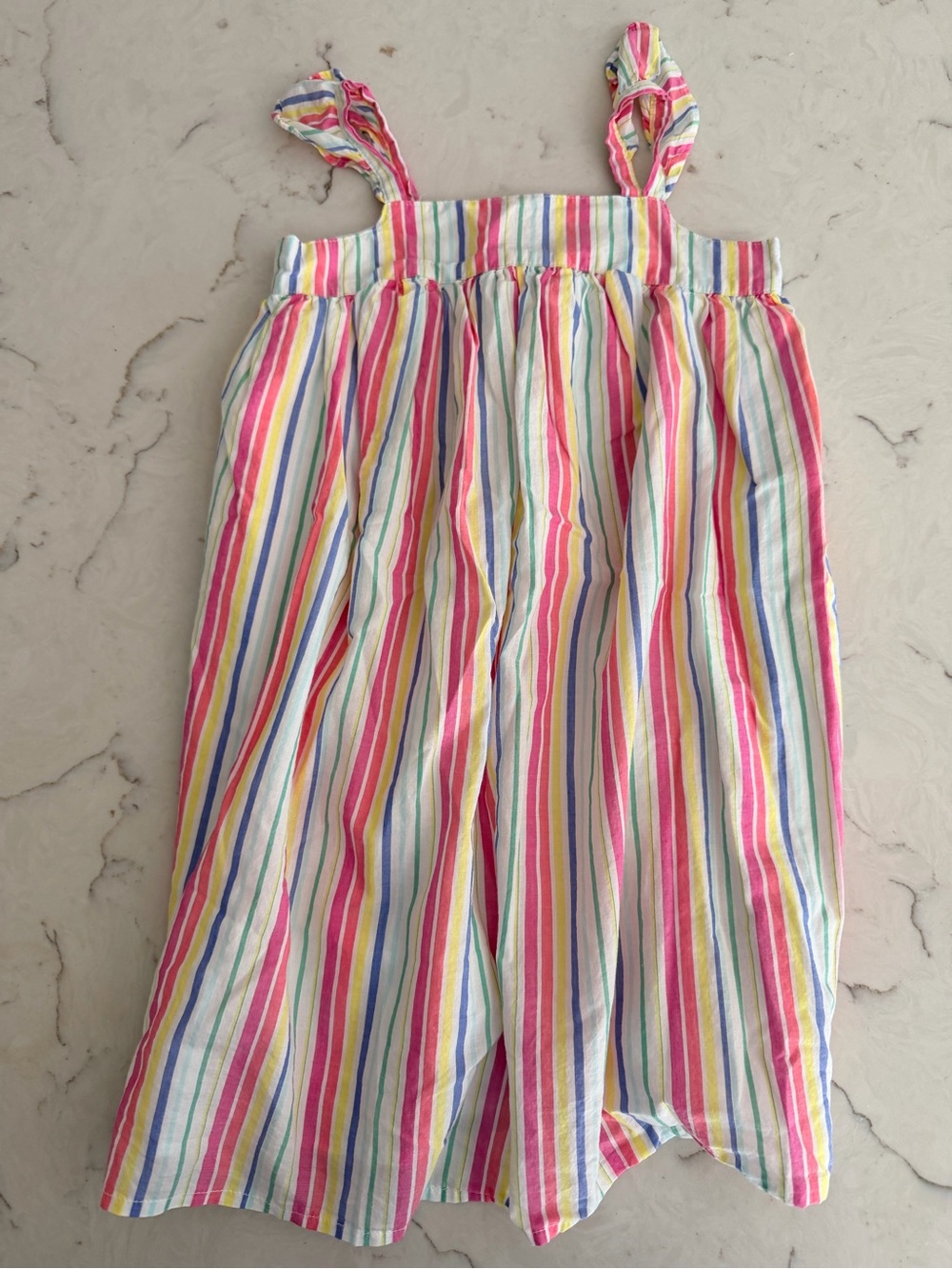 GAP Girls' Multicolor Striped Romper - Pink, Yellow & Blue